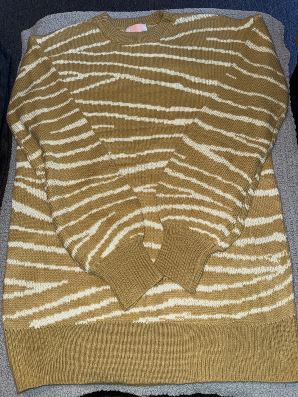 Striped Knit Sweater Dress in Mustard and Cream